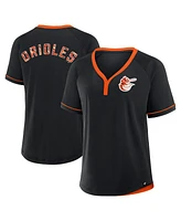 Fanatics Women's Black Baltimore Orioles Cooperstown Collection League Diva Raglan V-Neck T-Shirt