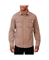 Darius Rucker Collection by Fanatics Men's Brown Detroit Lions Garment Dyed Long Sleeve Full Snap Shirt