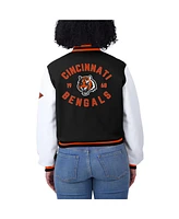 Wear by Erin Andrews Women's Black/White Cincinnati Bengals Varsity Full-Zip Jacket