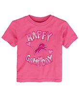 Outerstuff Baby Boys and Girls Pink Detroit Lions Happy Gameday T-Shirt