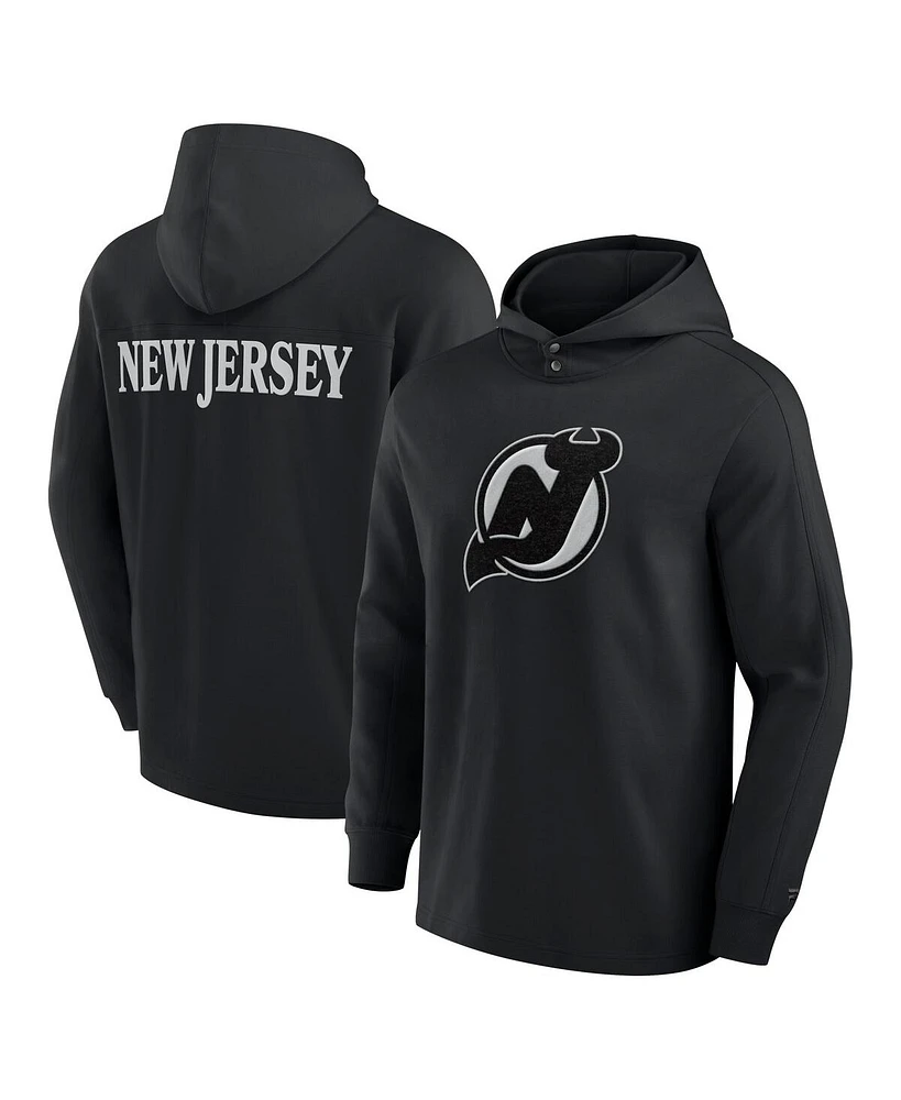 Fanatics Men's Black New Jersey Devils Elements Blaze Tri-Blend Long Sleeve Hoodie T-Shirt