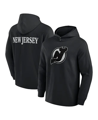 Fanatics Men's Black New Jersey Devils Elements Blaze Tri-Blend Long Sleeve Hoodie T-Shirt