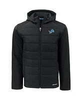 Cutter & Buck Men's Black Detroit Lions Evoke PrimaLoft Hybrid Softshell Full-Zip Hooded Jacket