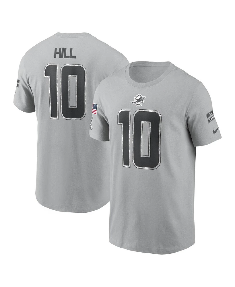 Nike Men's Tyreek Hill Gray Miami Dolphins 2024 Salute To Service Name Number T-Shirt