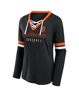 Fanatics Women's Black San Francisco Giants Won Done Raglan Lace-Up Long Sleeve T-Shirt