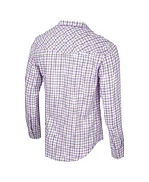 Colosseum Men's White Clemson Tigers Plaid Windowpane Long Sleeve Full-Snap Shirt