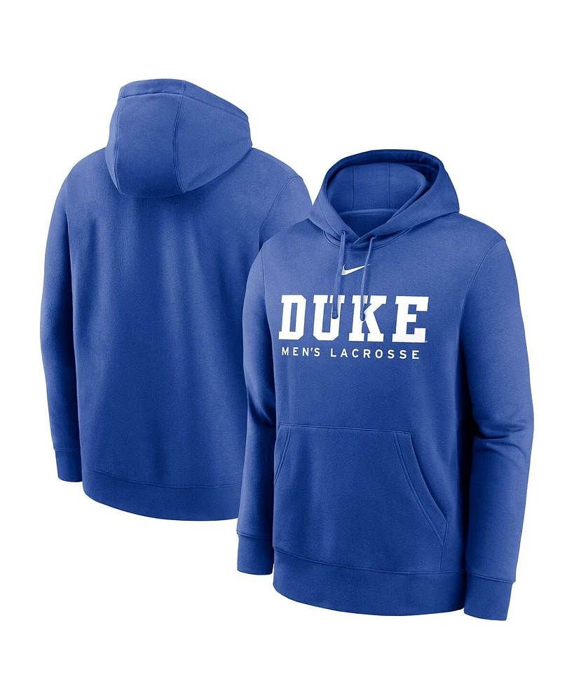 Nike Men's Royal Duke Blue Devils Lacrosse Stacked Fleece Pullover Hoodie