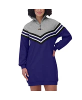 Wear by Erin Andrews Women's Purple/Heather Gray Baltimore Ravens Chevron Stripe Dress