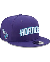 New Era Men's Purple Charlotte Hornets Jersey Hook Statement Edition 9FIFTY Snapback Hat