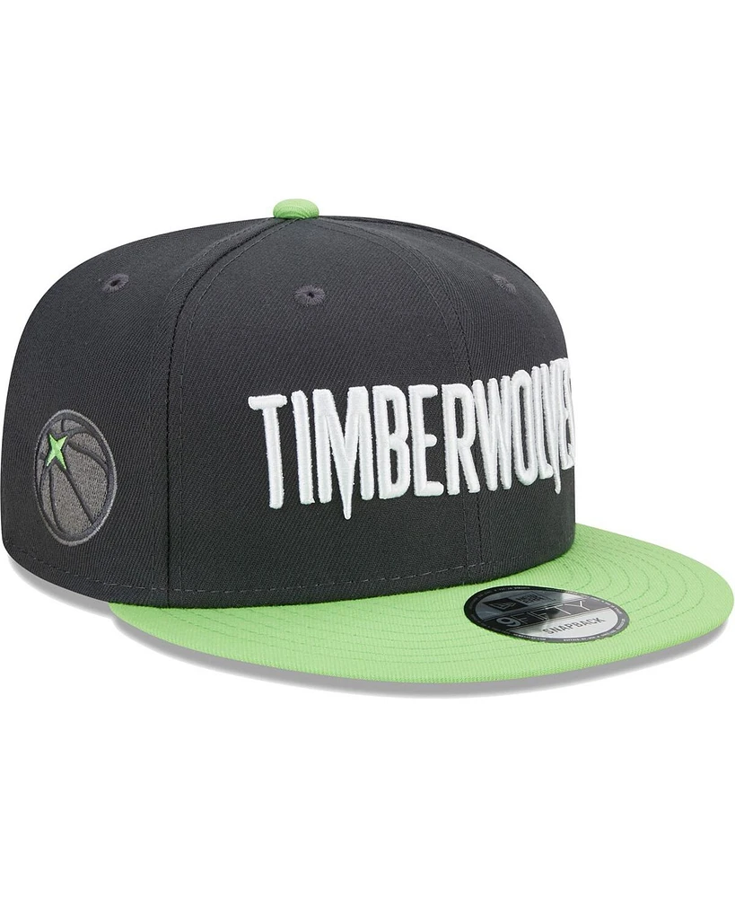 New Era Men's Charcoal/Green Minnesota Timberwolves Jersey Hook Statement Edition 9FIFTY Snapback Hat