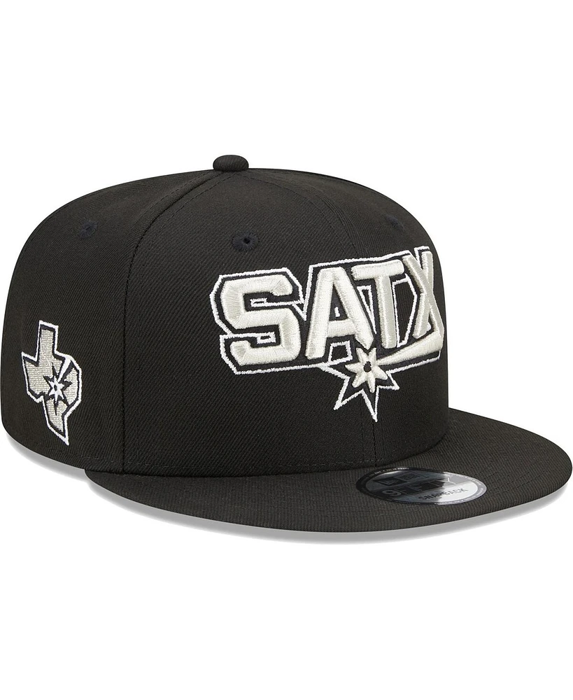 New Era Men's Black San Antonio Spurs Jersey Hook Statement Edition 9FIFTY Snapback Hat