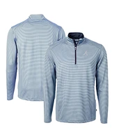 Cutter & Buck Men's Light Blue/Navy Atlanta Braves Virtue Pique Micro Stripe Quarter-Zip Pullover Top