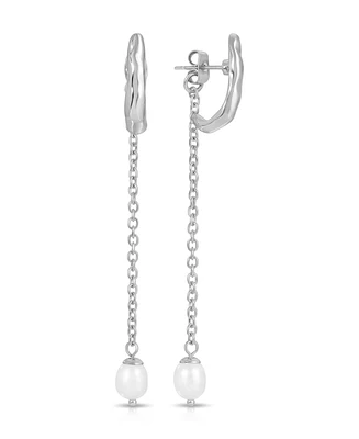Ettika Linear Lux Cultivated Pearl Drop Earrings