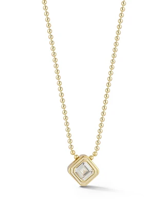 Rachel Zoe 14K Gold Plated Sterling Silver Square Pendant Necklace with Ball Chain