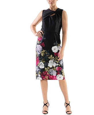 Donna Ricco Women's Floral-Print Twist-Front Sheath Dress