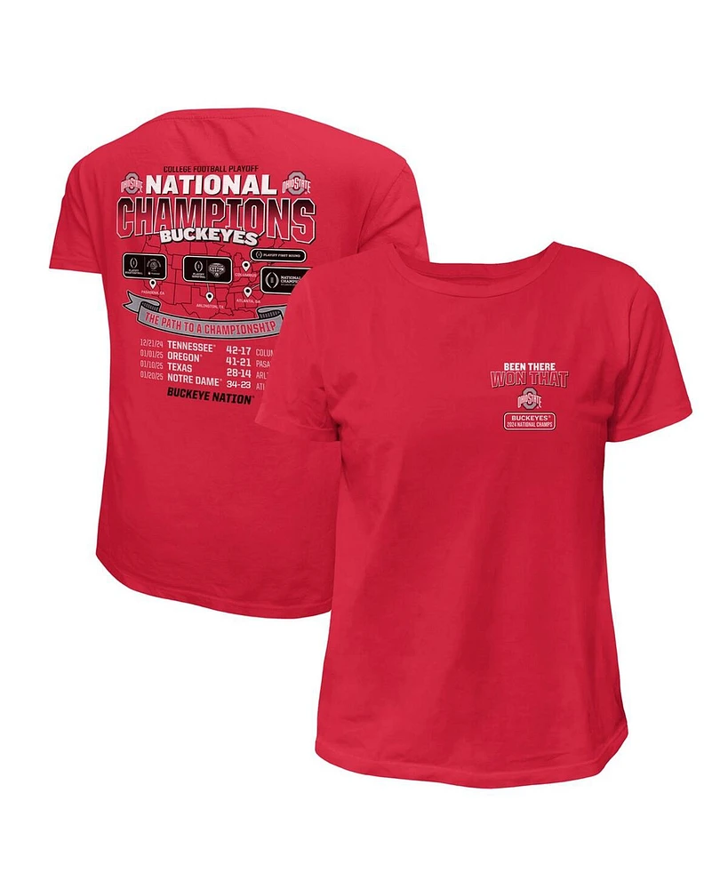 The Victory Women's Scarlet Ohio State Buckeyes College Football Playoff 2024 National Champions Tour T-Shirt