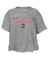 The Victory Women's Gray Ohio State Buckeyes College Football Playoff 2024 National Champions Party Like It's 2014 Slub Cropped T-Shirt