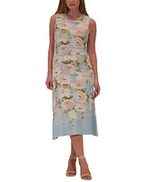 Donna Ricco Women's Floral-Print Jacquard Knit Midi Dress