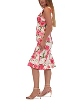 Donna Ricco Women's Floral-Print Flounce-Hem Sheath Dress