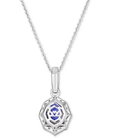 Le Vian Tanzanite (1 ct. t.w.) & Diamond (1/3 ct. t.w.) Halo Pendant Necklace in 14k White Gold, 19"