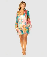 Ibiza Anne Cole Women's Bell Sleeve Tie Front Cover-Up Dress