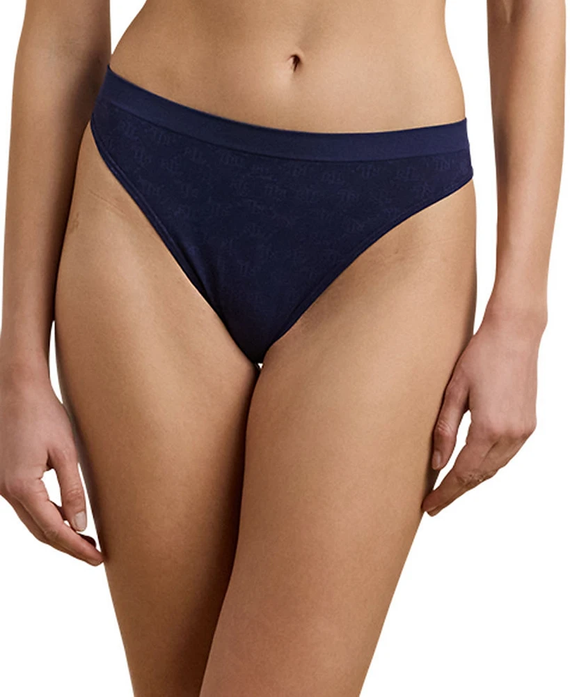 Lauren Ralph Monogram Mesh Jacquard Thong 3-Pack Underwear, 4L0184