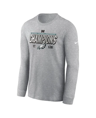 Nike Men's Heather Charcoal Philadelphia Eagles 2024 Nfc Champions Locker Room Trophy Collection Long Sleeve T-Shirt