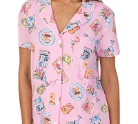 Cuddl Duds Women's Printed Collared Cropped Pajama Set
