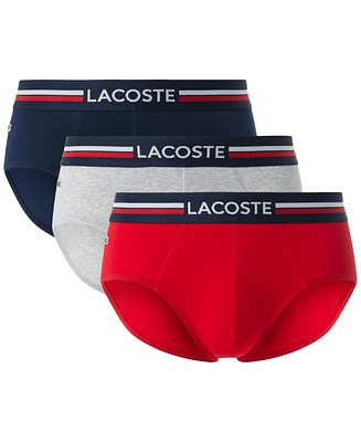 Lacoste Men's Regular-Fit 3pk. Stripe Logo Briefs