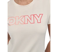 Dkny Sport Women's Ombre Outline-Logo Crewneck T-Shirt