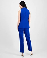 Anne Klein Womens Sleeveless Notched Collar Blazer High Rise Side Tab Pull On Pants