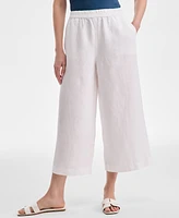 Charter Club Women's Cropped Wide-Leg 100% Linen Pants, Exclusively at Macy's