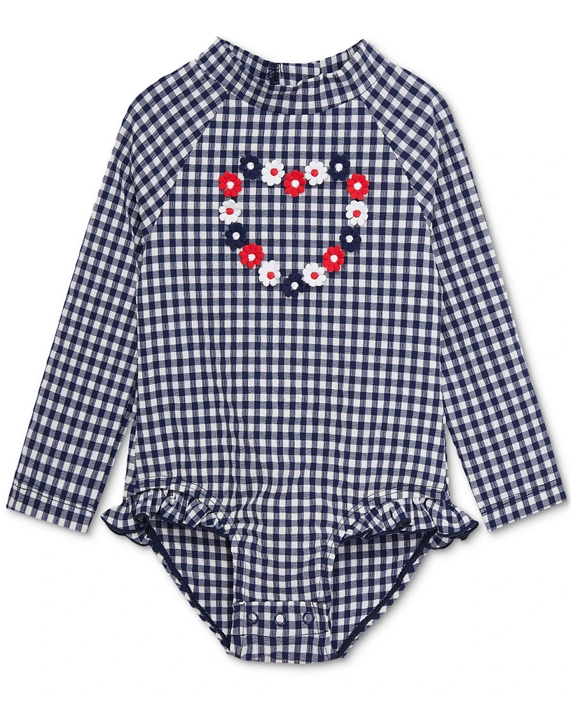 Little Me Baby Girls Gingham One-Piece Rashguard Swimsuit