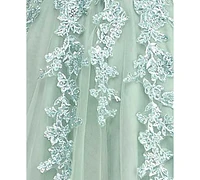 Say Yes Juniors' Embroidered Applique Side-Slit Ball Gown, Created for Macy's