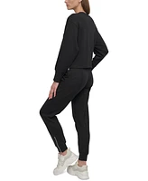 Dkny Sport Women's Zip-Cuff High-Rise Cotton Joggers