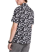 Michael Kors Men's Relaxed Fit Short Sleeve Button-Front Floral Print Camp Shirt