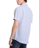 Michael Kors Men's Classic Fit Short Sleeve Button Front Halo Striped Shirt