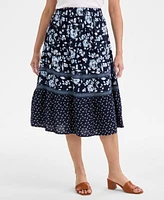 Style & Co Petite Pull-On Printed Tiered Skirt, Exclusively at Macy's