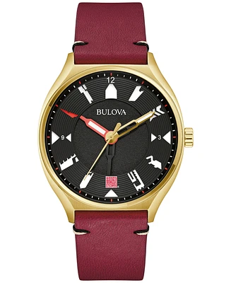 Bulova Special Edition Men's Frank Lloyd Wright Automatic Burgundy Leather Strap Watch 40mm