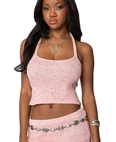 Edikted Womens Shaylee Sequin Knit Backless Top