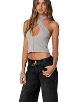 Edikted Womens Reissa Criss Cross Halter Top