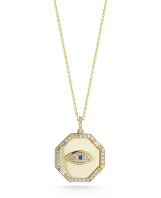 Rachel Zoe 14K Gold Plated Sterling Silver Evil Eye Octagon Medallion Necklace