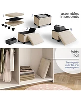 Rectangular Boucle Ottoman Storage Bench – Modern Foot Stool