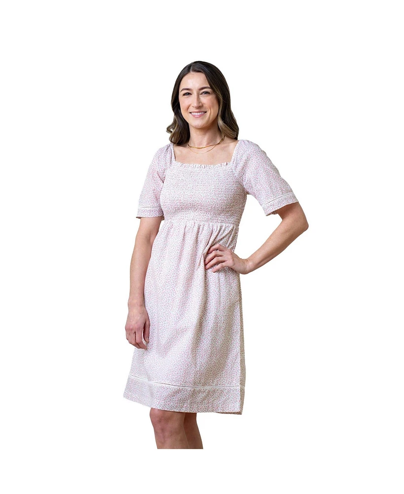 Hope & Henry Women's Organic Bell Sleeve Smocked Dress