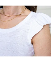 Hope & Henry Women's Organic Flutter Sleeve Peplum Sweater Top