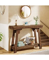 Tribesigns Console Table with Storage, 2-Tier Wood Entryway Table with Shelf, Farmhouse Narrow Sofa Table Behind Couch for Foyer, Hallway, Living Room