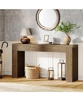Tribesigns 59-Inch Long Wooden Console Sofa Table Behind The Couch with Vertical Slat Legs for Entrance, Hallway, Entryway, Living Room (Rustic Brown)