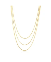 The Lovery Triple Strand Herringbone Necklace 14K Gold