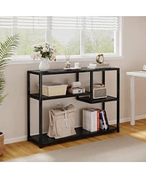 Tribesigns 43-Inch Console Table, Black Entry Way Table Shelves, Couch Table Behind Sofa Small Console Table with Display Stand, Modern Sofa Table Sma