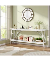 Tribesigns Extra Long Sofa Tables, 70.8”Console Table for Entryway, Modern Wood Console Table 2 Tier Tv Stand, Behind Couch Table for Living Ro